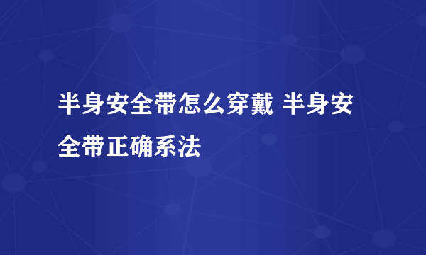 半身安全带怎么穿戴 半身安全带正确系法