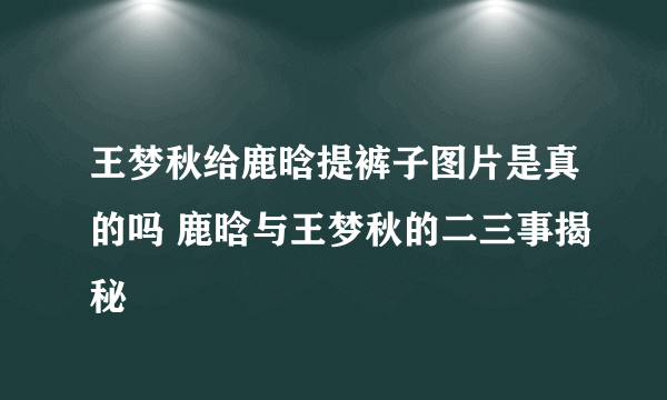 王梦秋给鹿晗提裤子图片是真的吗 鹿晗与王梦秋的二三事揭秘