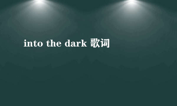 into the dark 歌词