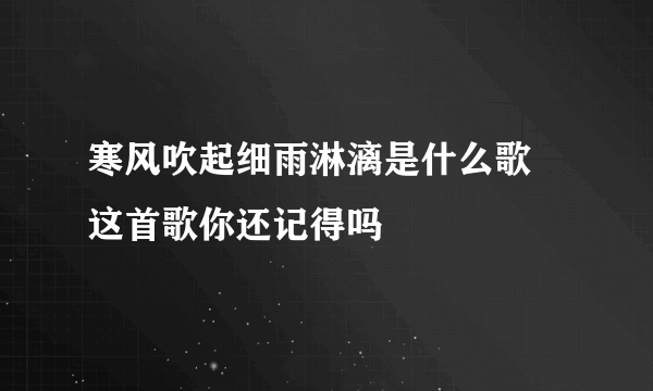 寒风吹起细雨淋漓是什么歌 这首歌你还记得吗