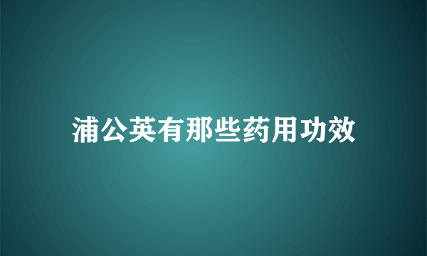 浦公英有那些药用功效