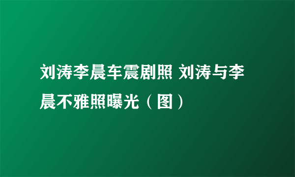 刘涛李晨车震剧照 刘涛与李晨不雅照曝光（图）