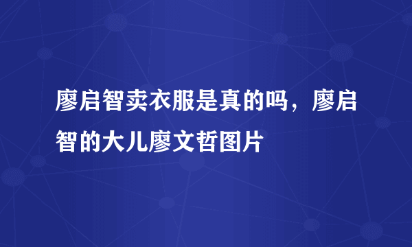 廖启智卖衣服是真的吗，廖启智的大儿廖文哲图片