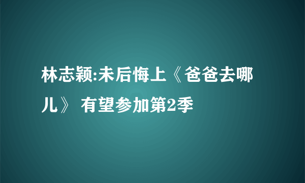 林志颖:未后悔上《爸爸去哪儿》 有望参加第2季