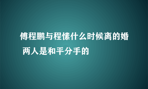 傅程鹏与程愫什么时候离的婚 两人是和平分手的