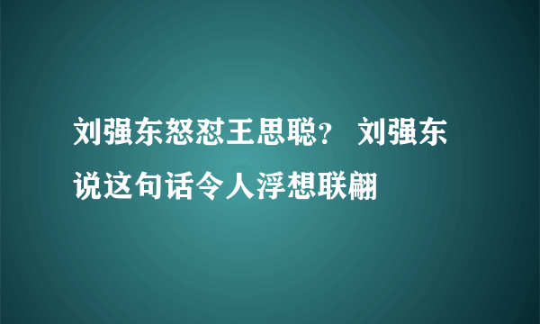 刘强东怒怼王思聪？ 刘强东说这句话令人浮想联翩