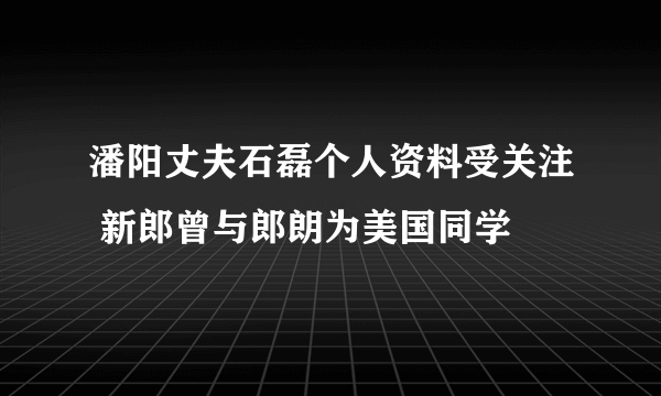 潘阳丈夫石磊个人资料受关注 新郎曾与郎朗为美国同学