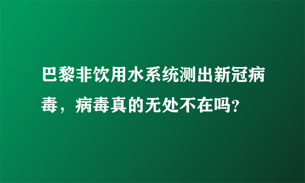 巴黎非饮用水系统测出新冠病毒，病毒真的无处不在吗？