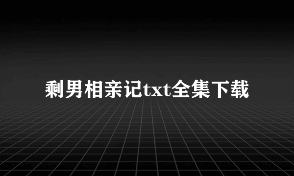 剩男相亲记txt全集下载