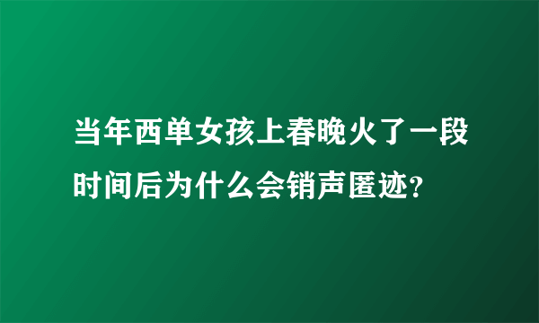 当年西单女孩上春晚火了一段时间后为什么会销声匿迹？