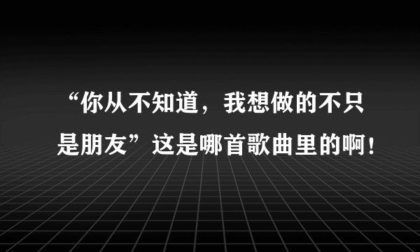 “你从不知道，我想做的不只是朋友”这是哪首歌曲里的啊！