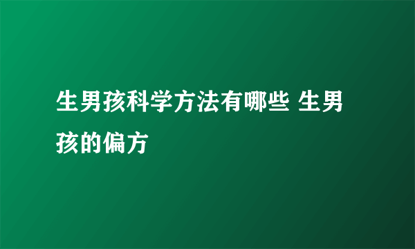 生男孩科学方法有哪些 生男孩的偏方