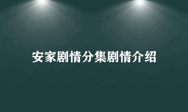 安家剧情分集剧情介绍