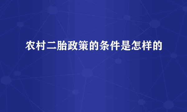 农村二胎政策的条件是怎样的