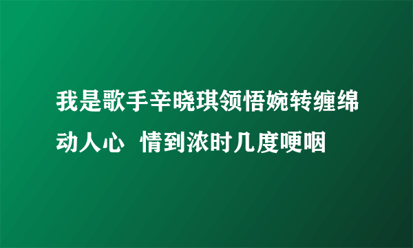 我是歌手辛晓琪领悟婉转缠绵动人心  情到浓时几度哽咽