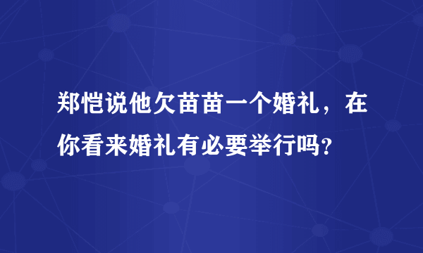 郑恺说他欠苗苗一个婚礼，在你看来婚礼有必要举行吗？