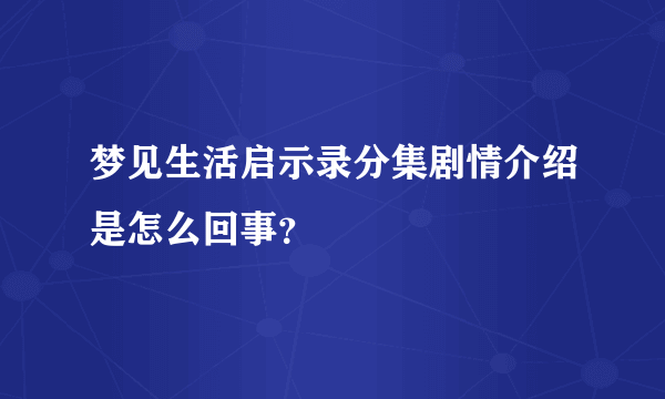 梦见生活启示录分集剧情介绍是怎么回事？