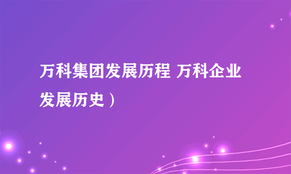 万科集团发展历程 万科企业发展历史）