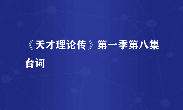 《天才理论传》第一季第八集台词