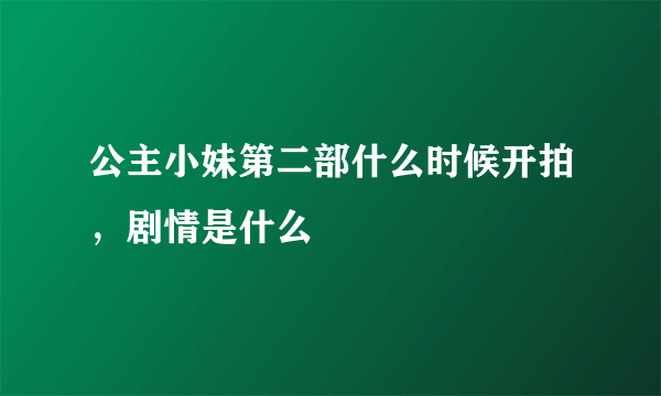 公主小妹第二部什么时候开拍，剧情是什么