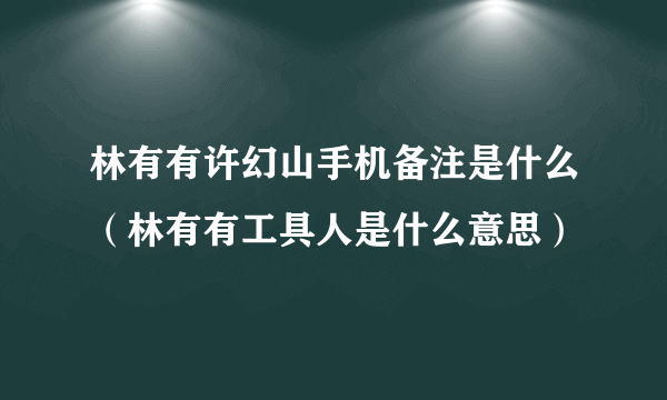 林有有许幻山手机备注是什么（林有有工具人是什么意思）