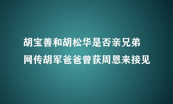 胡宝善和胡松华是否亲兄弟 网传胡军爸爸曾获周恩来接见