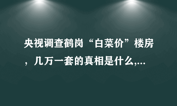 央视调查鹤岗“白菜价”楼房，几万一套的真相是什么, 你怎么看？