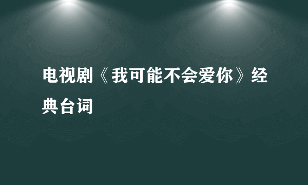 电视剧《我可能不会爱你》经典台词