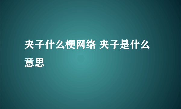 夹子什么梗网络 夹子是什么意思