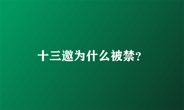 十三邀为什么被禁？