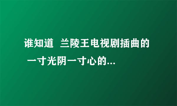 谁知道  兰陵王电视剧插曲的   一寸光阴一寸心的歌名是什么？