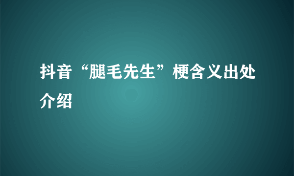 抖音“腿毛先生”梗含义出处介绍