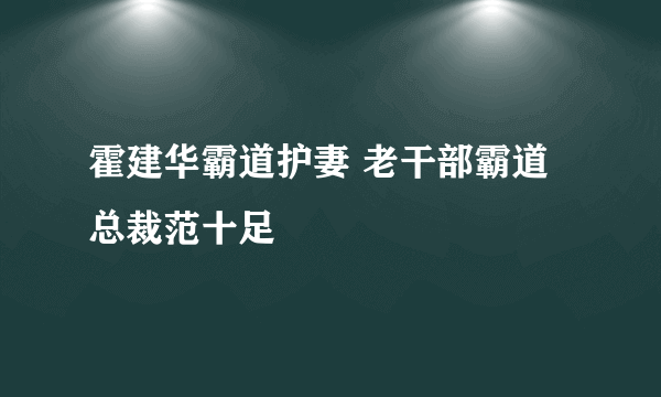 霍建华霸道护妻 老干部霸道总裁范十足