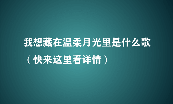 我想藏在温柔月光里是什么歌（快来这里看详情）