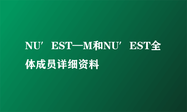 NU′EST—M和NU′EST全体成员详细资料