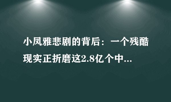 小凤雅悲剧的背后：一个残酷现实正折磨这2.8亿个中国农村家庭