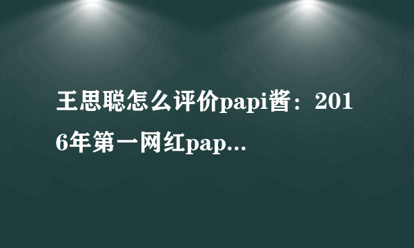 王思聪怎么评价papi酱：2016年第一网红papi酱现状