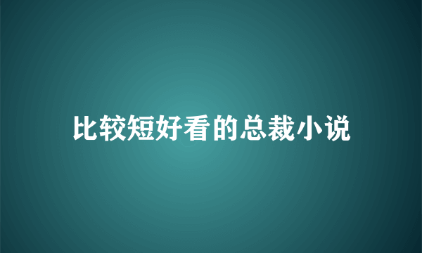 比较短好看的总裁小说