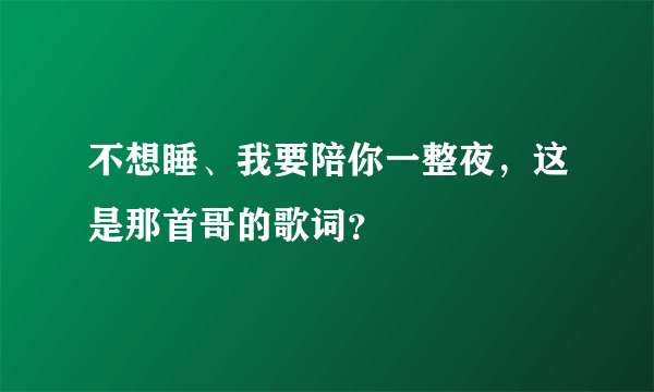 不想睡、我要陪你一整夜，这是那首哥的歌词？