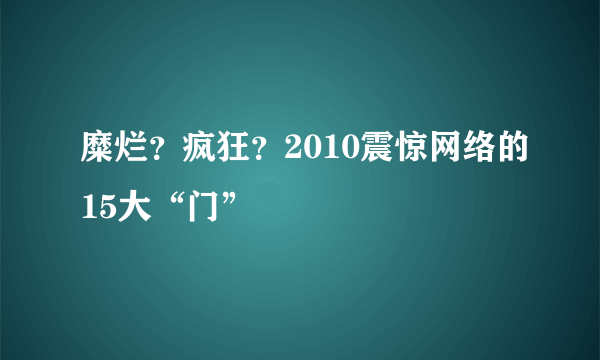 糜烂？疯狂？2010震惊网络的15大“门”