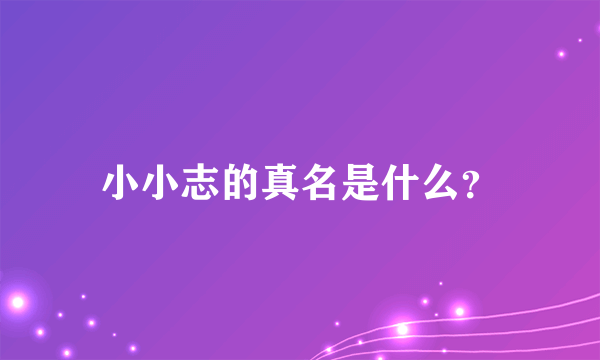 小小志的真名是什么？