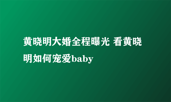 黄晓明大婚全程曝光 看黄晓明如何宠爱baby