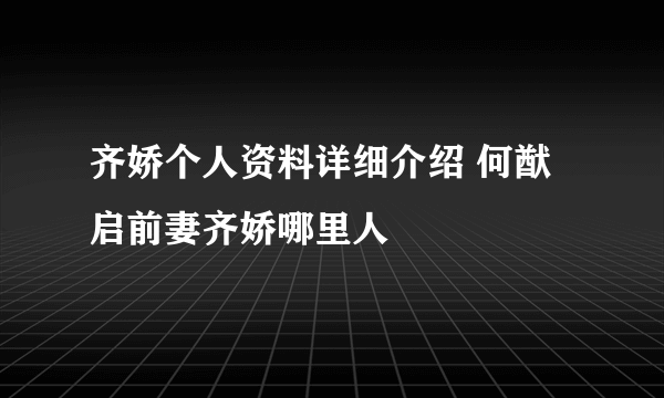 齐娇个人资料详细介绍 何猷启前妻齐娇哪里人