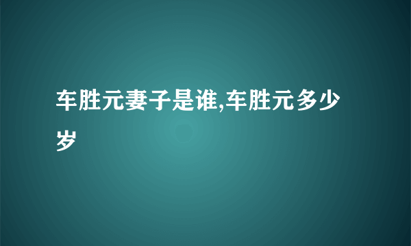 车胜元妻子是谁,车胜元多少岁