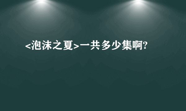 <泡沫之夏>一共多少集啊?