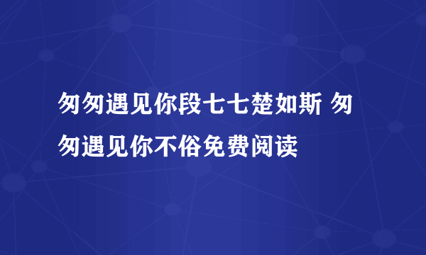 匆匆遇见你段七七楚如斯 匆匆遇见你不俗免费阅读