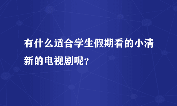 有什么适合学生假期看的小清新的电视剧呢？