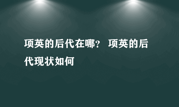 项英的后代在哪？ 项英的后代现状如何