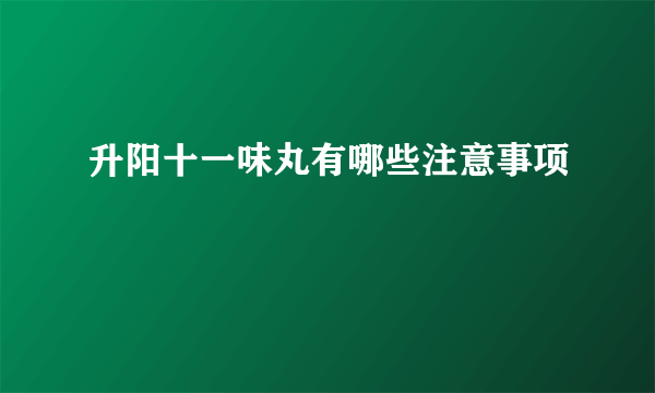 升阳十一味丸有哪些注意事项