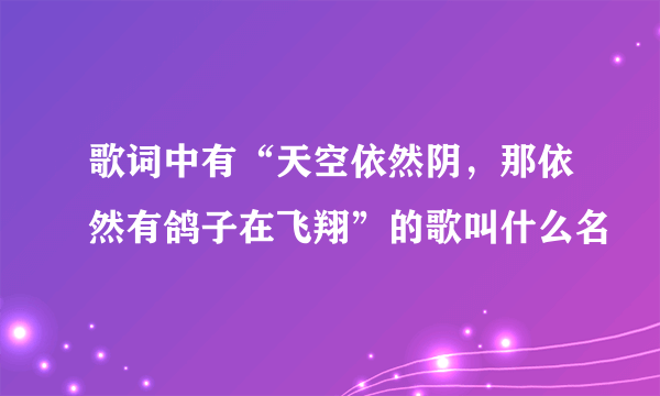 歌词中有“天空依然阴，那依然有鸽子在飞翔”的歌叫什么名